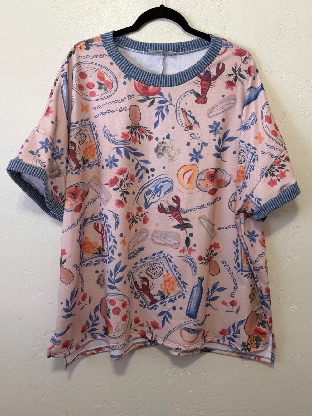 Haptics Lobster and Blooms Printed Relaxed Tee - 2X